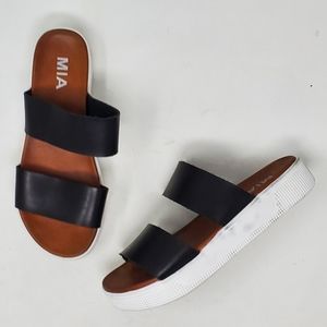 MIA Vegan Leather Platform Slide Sandals Size 6